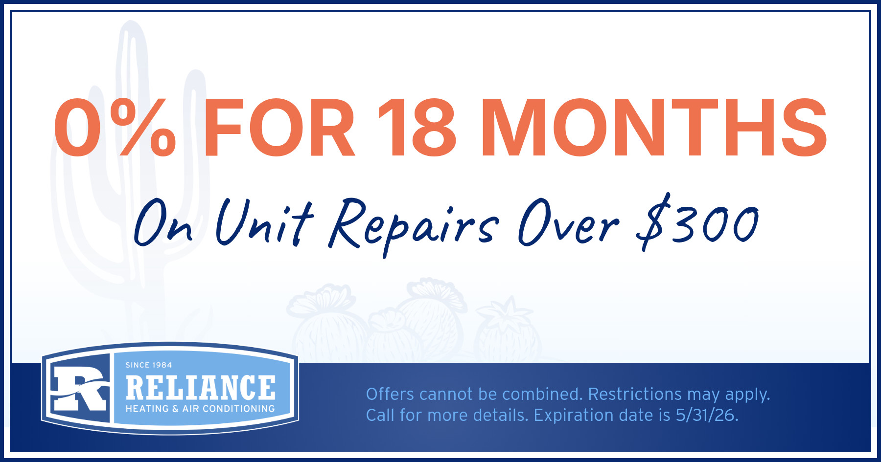 0% for 18 months on unit repairs