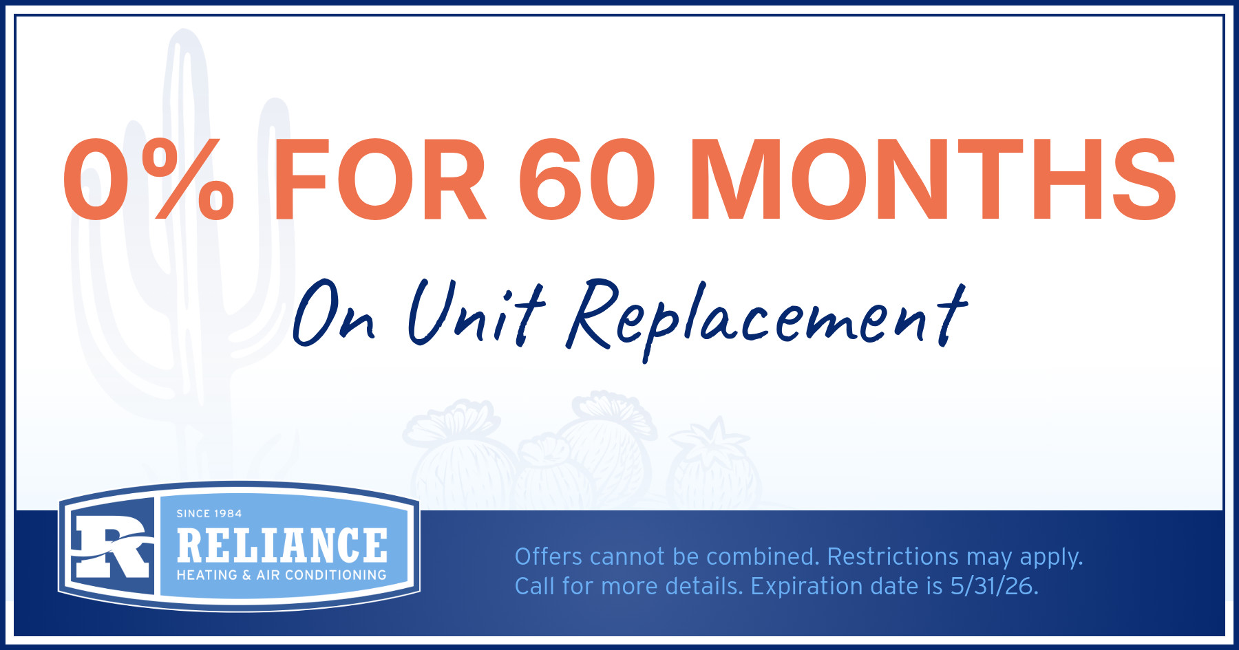 0% for 60 months on unit replacement