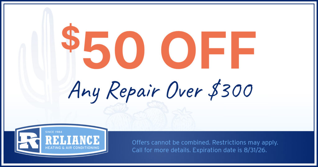 $50 off any repair over $300. Offers cannot be combined. Restrictions may apply. Call for more details. Expiration date is 8/31/26.
