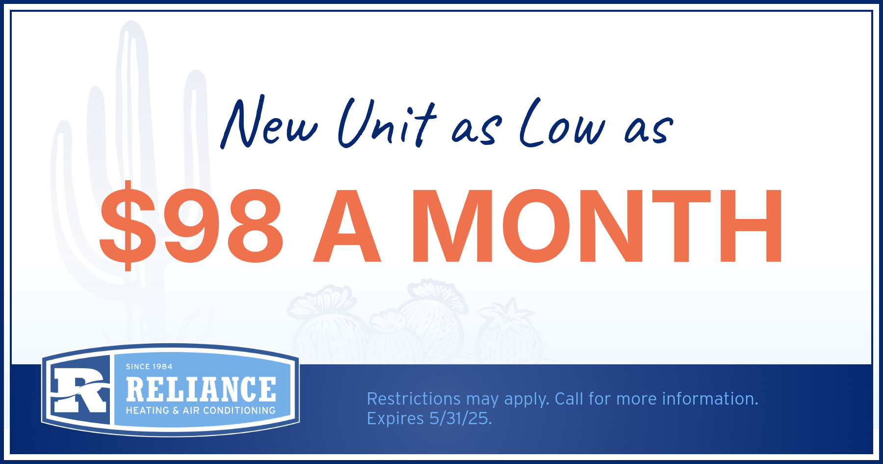 New unit as low as $98 a month!